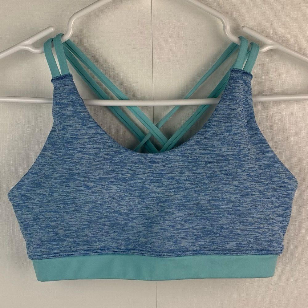 ASICS women’s blue teal pull over sport bra Sz small activewear running training